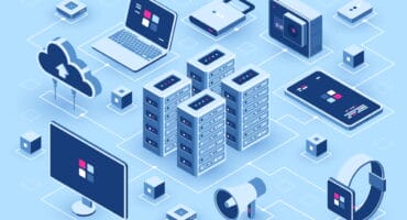 Computer technology isometric icon, server room, digital device set, element for design, pc laptop, mobile phone with smartwatch, cloud storage, flat vector illustration S